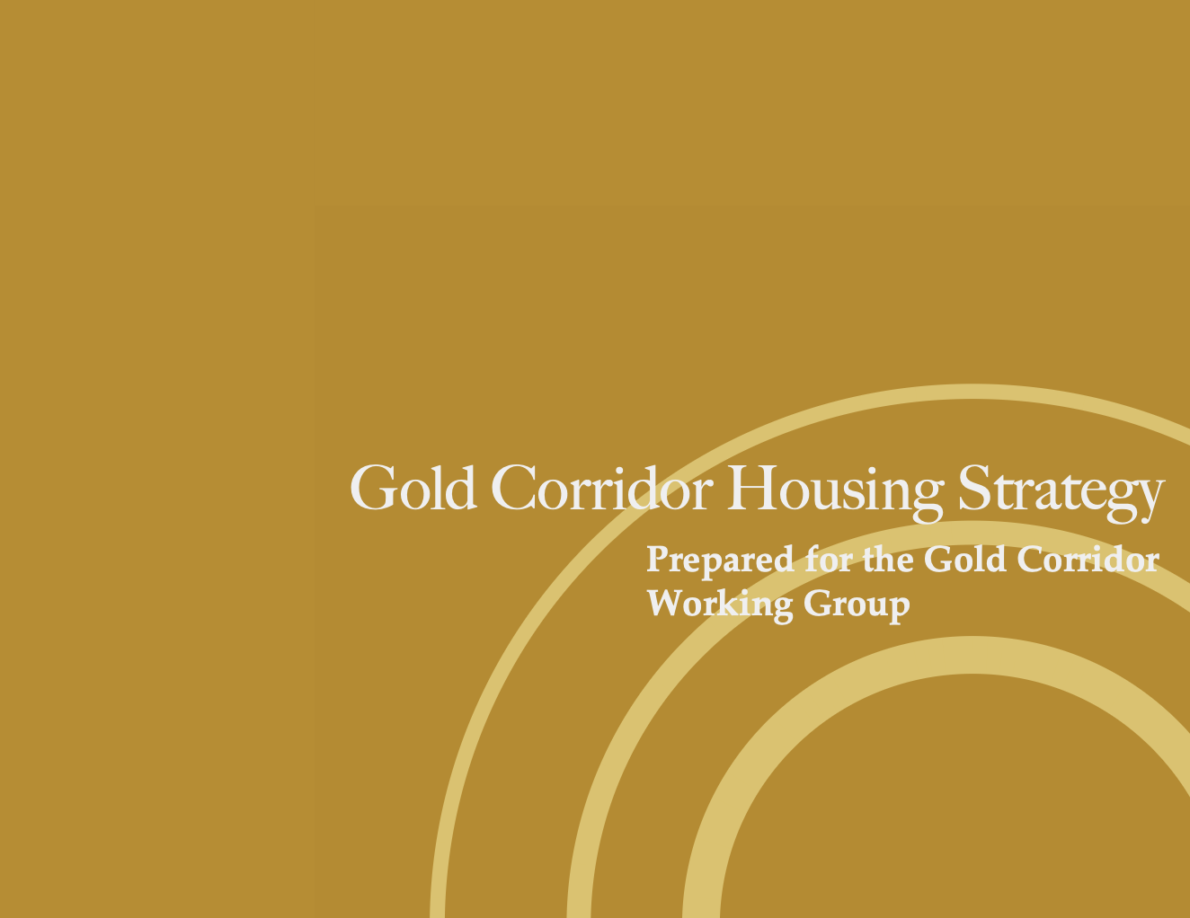 Gold Corridor Housing Strategy report cover